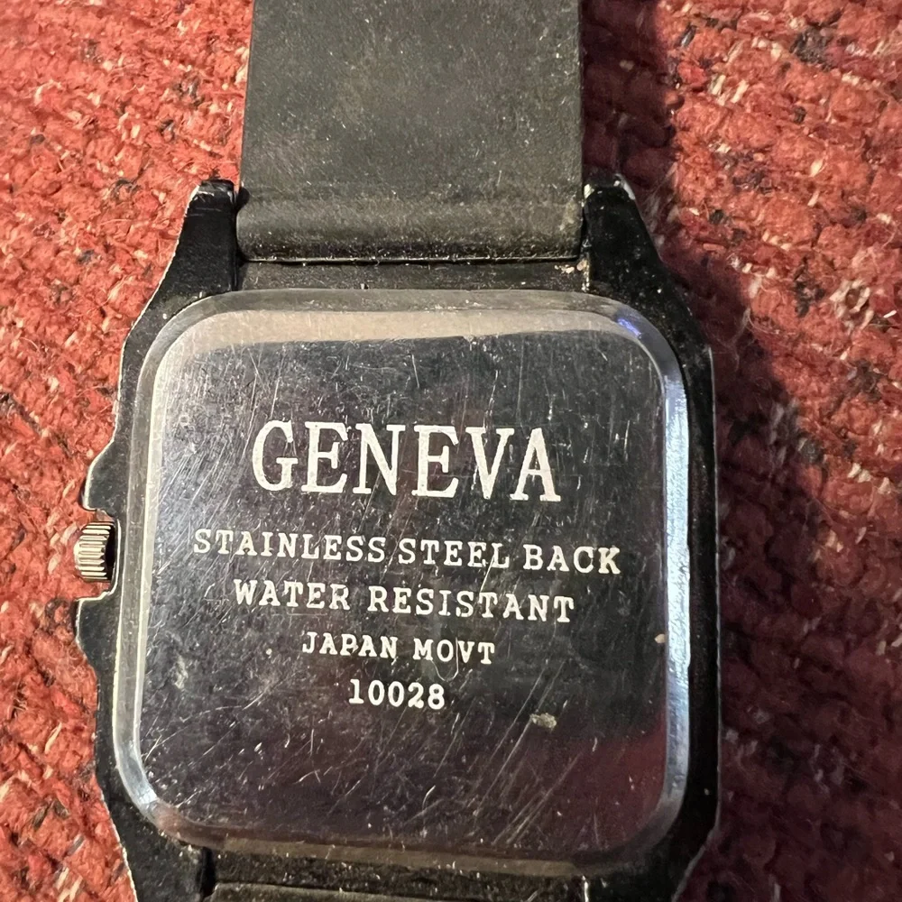 Geneva Black Watch with Zebra Dial and Crystal Bezel